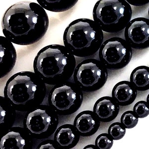 Natural Black Onyx Beads AAA Gemstone Round Loose Bead 3mm 4mm 6mm 8mm 10mm 12mm 15&quot; Strand