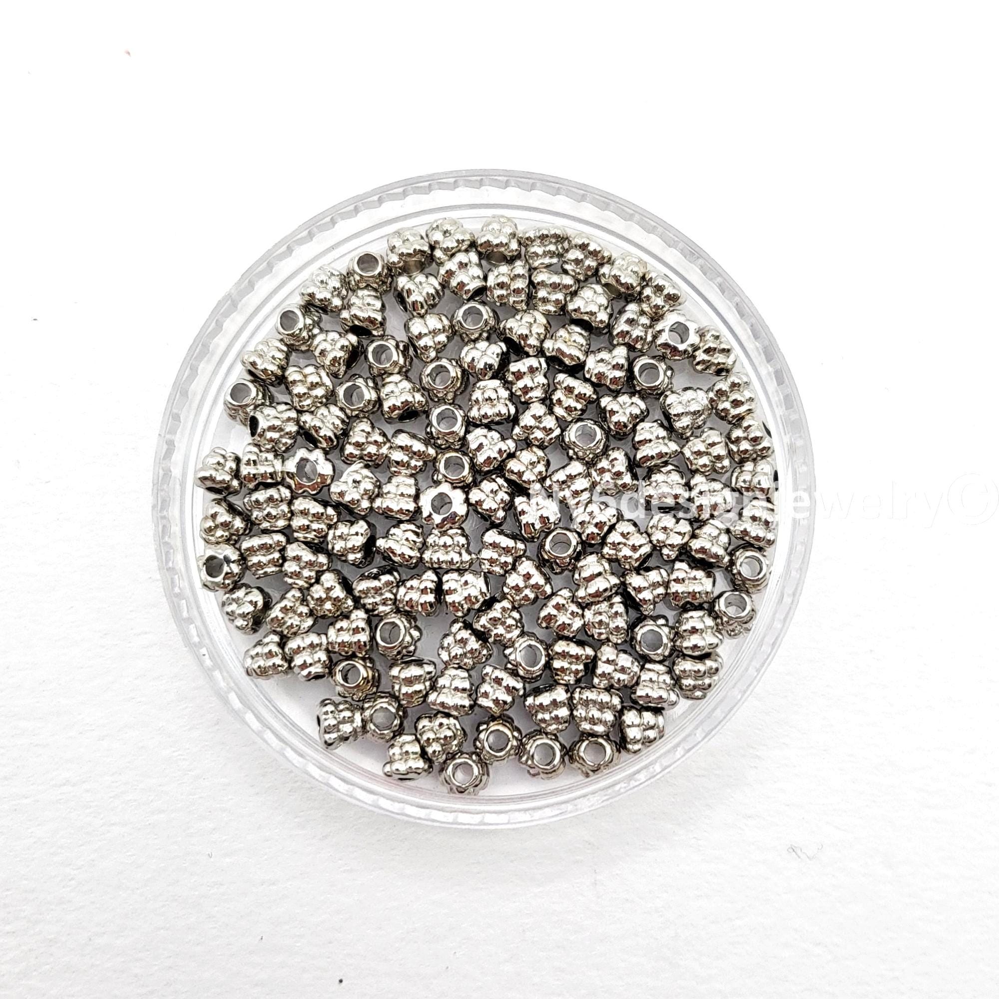 Antique Silver Textured Spacer Beads - 120pcs 3x3x2mm DIY Jewelry