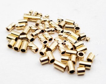 14K Gold Filled Tube Crimp Beads, Jewelry Making Findings Variety Sizes