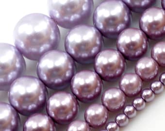 Light Purple Glass Pearl Round Bead 3mm 4mm 6mm 8mm 10mm 12mm 15" Strand Jewelry Making Supplies Necklace, Bracelet, Earrings #3