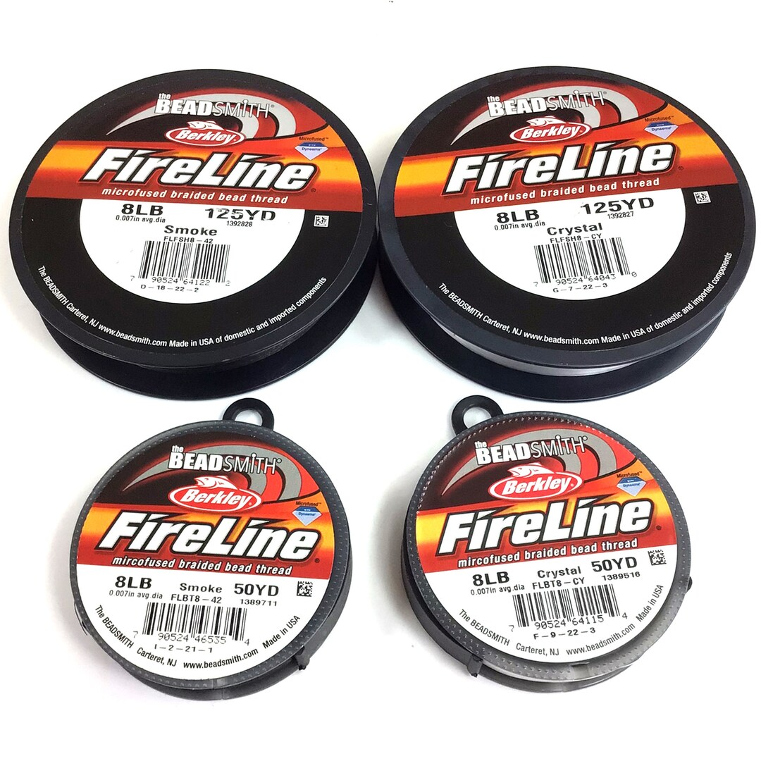 Beadsmith Fireline Braided Beading Thread - 8LB Crystal/smoke 15/50/125 ...