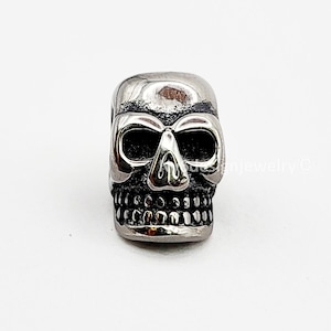 Stainless Steel Big Hole Beads Skull 14x12x9mm Charms – Pandora Style Spacer Beads for DIY Jewelry Making