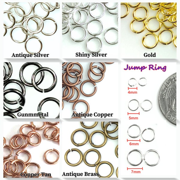 Open Jump Ring Thin Round Connector Attach Charm Clasp 4mm 5mm 7mm Jump ring 6mm 7mm 21 Gauge Gold,Brass,Copper,Silver Jewelry Findings