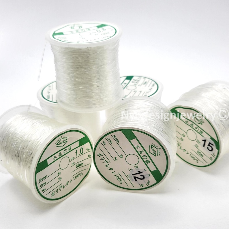 Clear Crystal Elastic Cord – Beading & Jewelry Stretch Thread Variety Sizes image 1