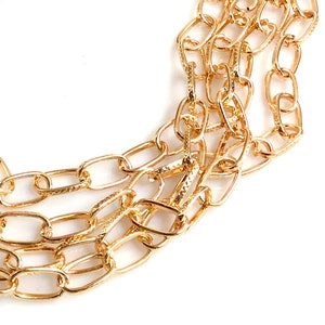 Light Gold Chain, Bulk Paper Clip Chain Elongated Rectangle Oval Chain 10mm Sold by FT for Necklace,Bracelet Mens Chain Women Chain Jewelry