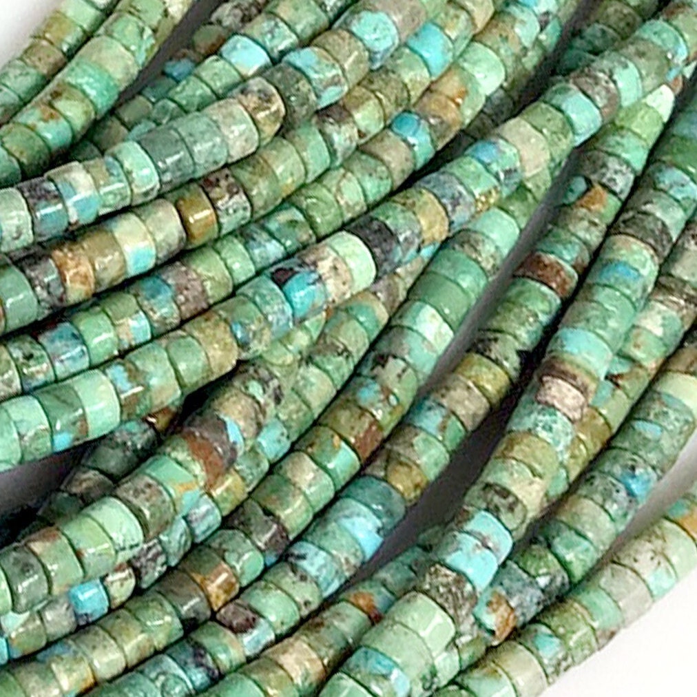 3mm Faceted Natural Reconstituted Turquoise Rondelle Beads - 13