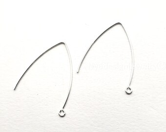 Sterling Silver V-Shape Earwires – Minimalist DIY Earring Hooks 33mm 20.5ga 2pcs