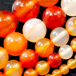 Carnelian Round Beads AA Natural Gemstone Round Loose Red Orange Multicolor 4mm 6mm 8mm 10mm 12mm 15&quot; Strand