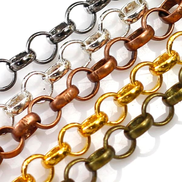 3mm Rolo Chain  High Quality Antique Silver, Brass,Copper,Shiny Silver,Gunmetal,Brass Nickel Free Sold by FT Soldered Men Women