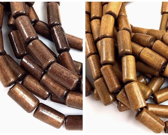 Natural Wood Tube Bead Brown Wood Bead Natural Wood, Dark Brown Wood Bead Tube Loose Bead 16" Full inch Strand Wood Necklace Bracelet