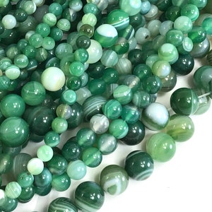 Ever Green Agate Stripe Bead Gemstone Round Loose Beads 4mm 6mm 8mm 10mm 12mm 15 Strand image 9