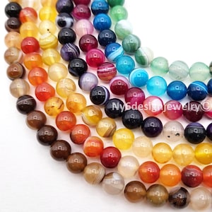Natural Agate Bead - Wholesale Loose Round Bead - 4mm 6mm 8mm 10mm 12mm - Orange,Yellow,Green,Purple,Pink,Blue,Brown Bulk lot