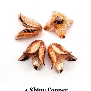 Flower Bead Caps, Rose Gold, Copper, Antique Brass, 7 Colors Jewelry Finding (4Pcs) image 6