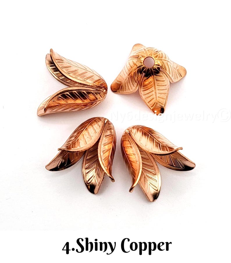 Flower Bead Caps, Rose Gold, Copper, Antique Brass, 7 Colors Jewelry Finding (4Pcs) image 6