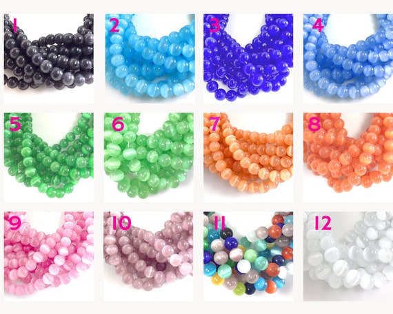Pastel Rainbow Gemstone Beads 8mm or 10mm Rounds Cat's -  in