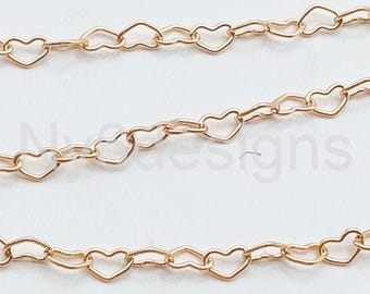 14K Gold Filled Heart Cable Chain – Minimalist Jewelry 2.7x1.9mm Sold by Foot