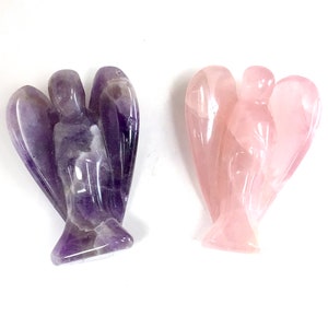 Angel Gemstone Crystal Carved Figurines 1.75&quot; Guardian Angel Healing Crystal Gift Angel Healing Crystals, Natural Stone Hand Carved Angel