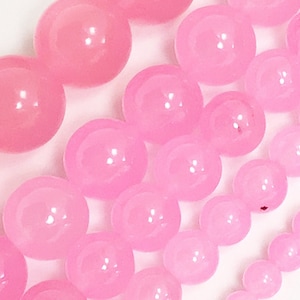 Rose Pink Jade Beads AA Gemstone Round Loose Bead 4mm 6mm 8mm 10mm 12mm 15&quot; Strand Valentines Gift Pink Smooth Bead