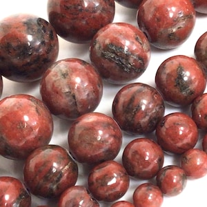 Red River Jasper Round Beads 4-12mm, 15" Strand