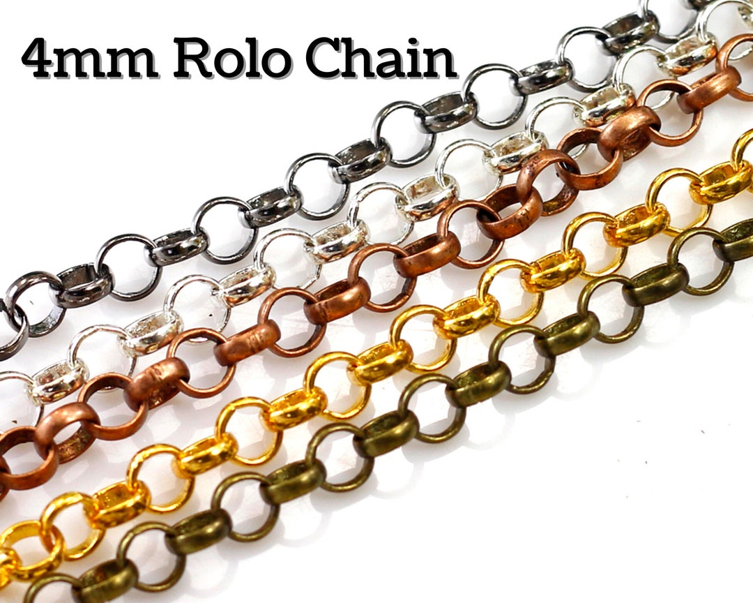 4mm Rolo Chain 4mm Plated Brass Rolo Chain, Jewelry Making Supplies, Sold by FT - Etsy