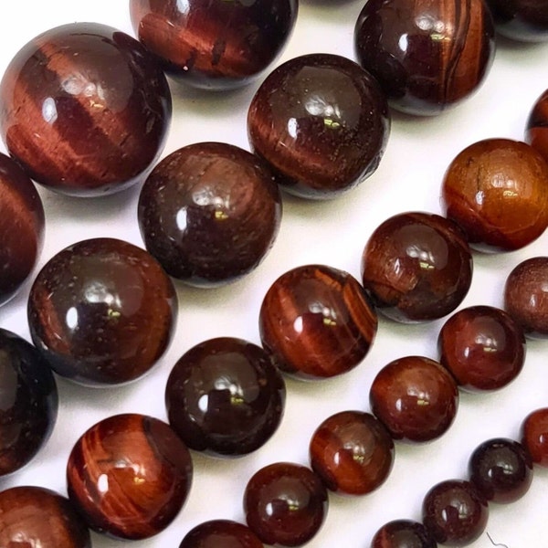 Red Tiger Eye Beads AA Natural Gemstone Round Loose Beads Mahogany 3mm 4mm 6mm 8mm 10mm 12mm 16mm 18mm 15" Hawk eye