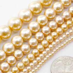 Champagne Glass Pearl Round Beads 3mm 4mm 6mm 8mm 10mm 12mm 15" Strand Jewelry Making Supplies Necklace, Bracelet, Earrings #15