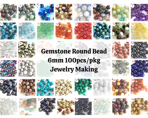 100 Pcs beads for bracelets making Loose Beads Necklace Making Supplies  round