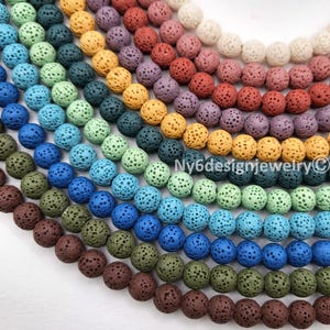 6mm Lava Beads Natural Lava Stone Volcanic Round Rock Diffuser Oil Healing Chakra Bead for Bracelet Beading Jewelry Making 15" Strand