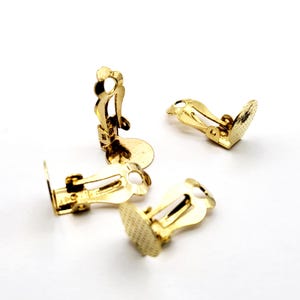 Gold Clip-On Earring Findings 4pcs – 16mm with 10mm Round Flat Pad, Non-Pierced Earring Clips for DIY Jewelry Making