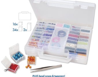 Bead Organizer Case – 52-Piece Jewelry Making Storage with Tweezers
