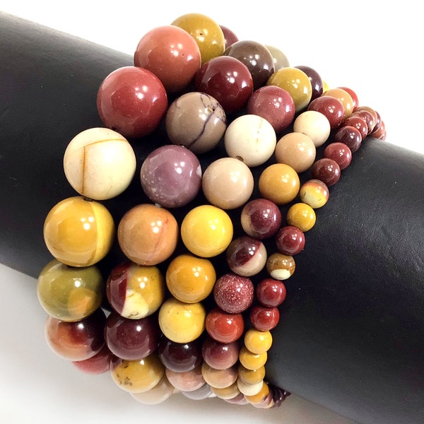 Mookaite Bracelet Stretch Elastic Crystal Healing Gemstone Round Beaded for Men,Women 4mm 6mm 8mm 10mm 12mm 7.5"