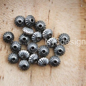 Navajo Corrugated Saucer Pearl Beads 3.3x2mm .925 Sterling Silver Spacer Seamed Beads  Unique Silver Beaded for jewelry 20pcs