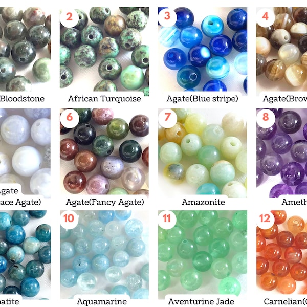 Natural Gemstone Round Loose Beads High Quality Multi Color Beads Jewelry Making Bracelet DIY 4mm 6mm 8mm 10mm 12mm Sold by PCS