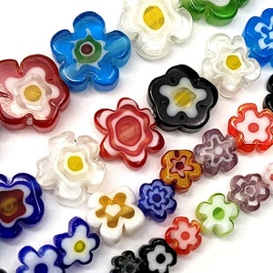 Millefiori Murano Flower Glass Flower Lampwork Bead Grade AA Colorful Glass Smooth Loose Beads 4mm 6mm 8mm 10mm 15&quot; Strand