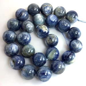 Grade AAA *ONLY ONE Gemstone Natural Blue Kyanite Round Loose Bead 15&quot; Gemstone Kyanite 16x16mm Kyanite Round Necklace Jewelry Making