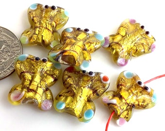 5Pcs Gold Foil Dot Glass Beads Loose Beads DIY Lampwork Jewelry Findings 12mm 5Pcs Gold Foil Dot Glass Beads Loose Beads DIY Lampwork Jewelry Findings 12mm