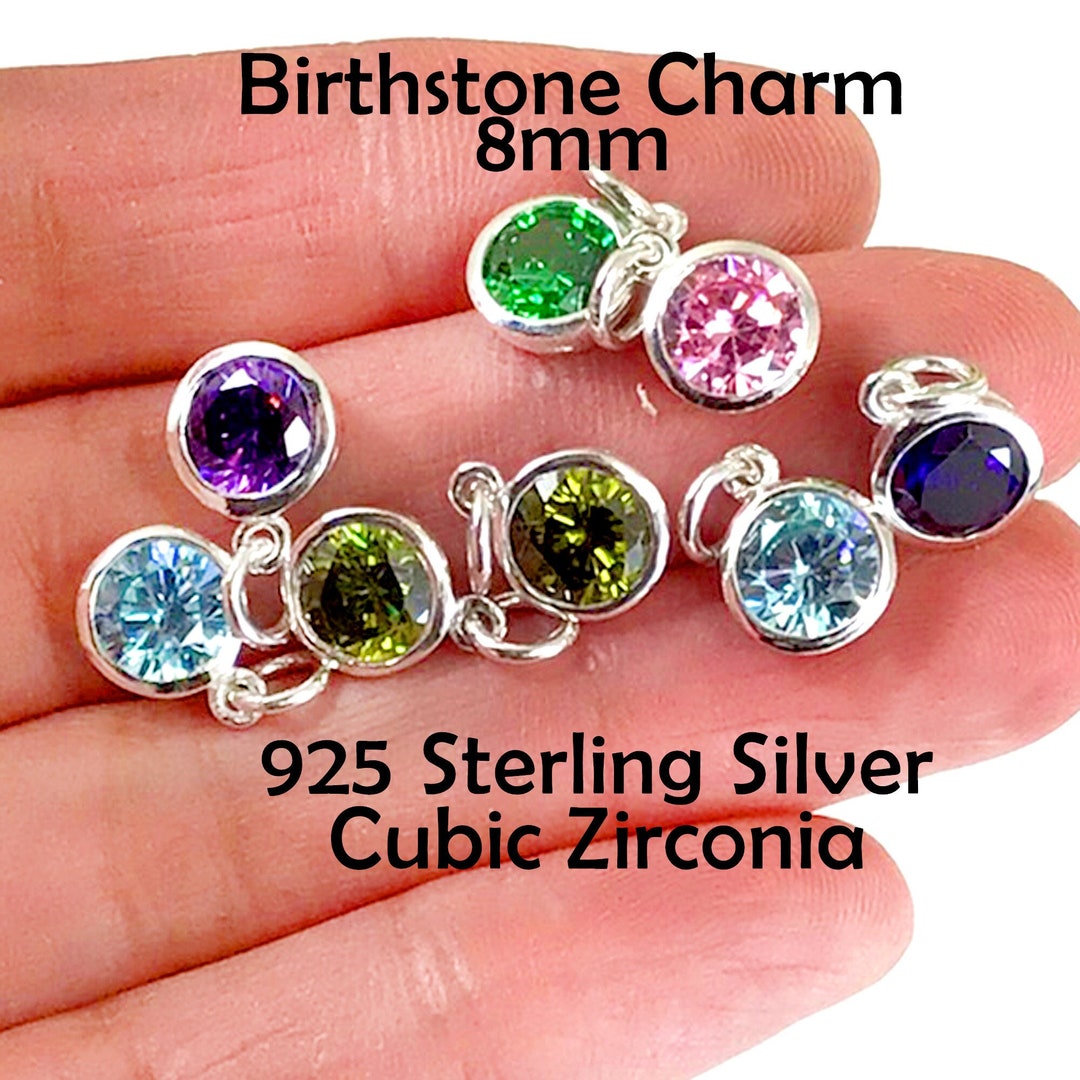 thumbnail image 2 of 8mm Birthstone Charm Ring In Sterling Silver – Cubic Zirconia Drop, One Piece 2 of 5