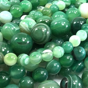Ever Green Agate Stripe Bead Gemstone Round Loose Beads 4mm 6mm 8mm 10mm 12mm 15 Strand image 10