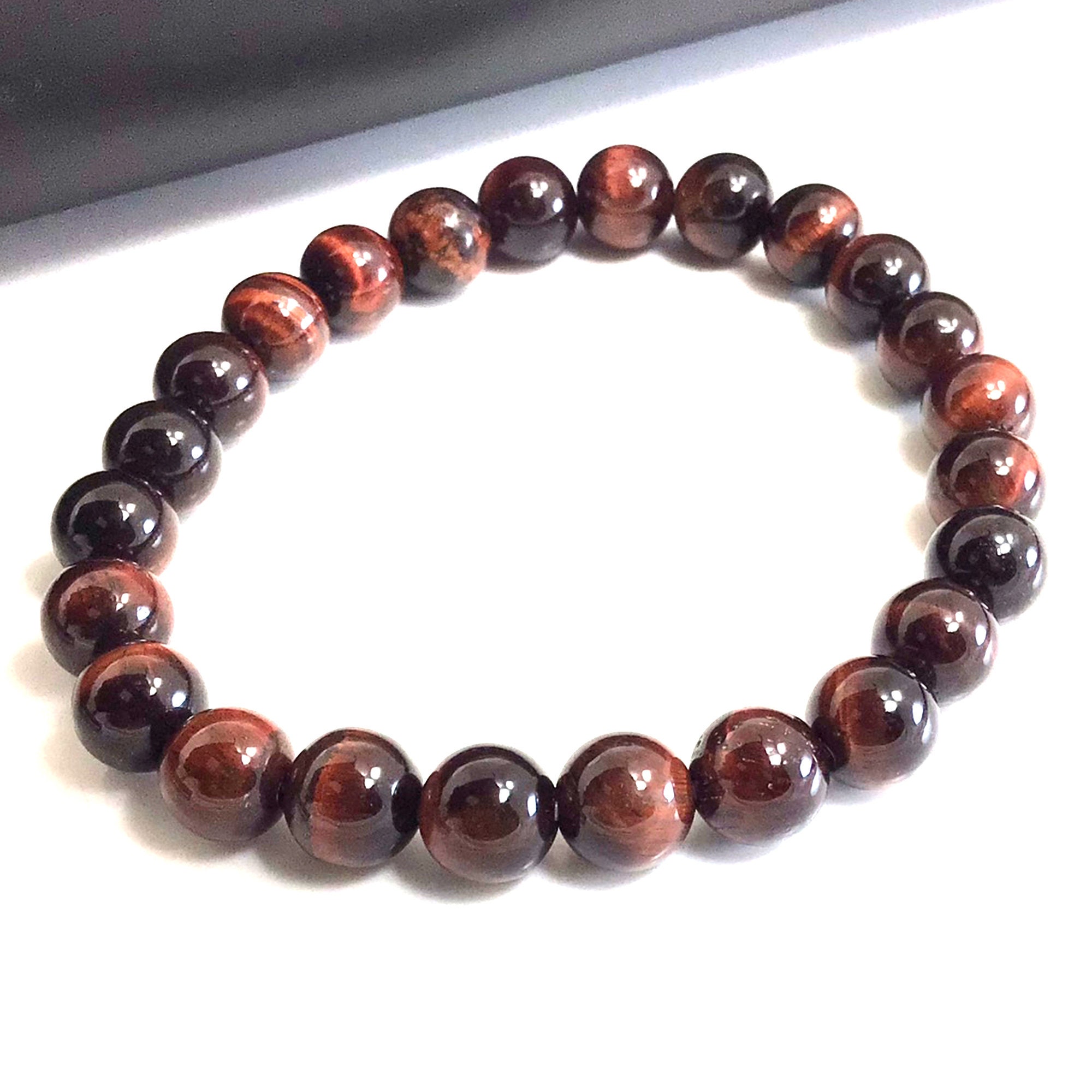 Red Tiger's Eye Bracelet Mahogany Stretch Elastic Crystal