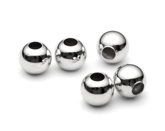 Real .925 Sterling Silver Round Seamed Spacer Beads 2mm 2.5mm 3mm 4mm 5mm 6mm 7mm 8mm | 10pcs 20pcs 100pcs | Round Ball | USA