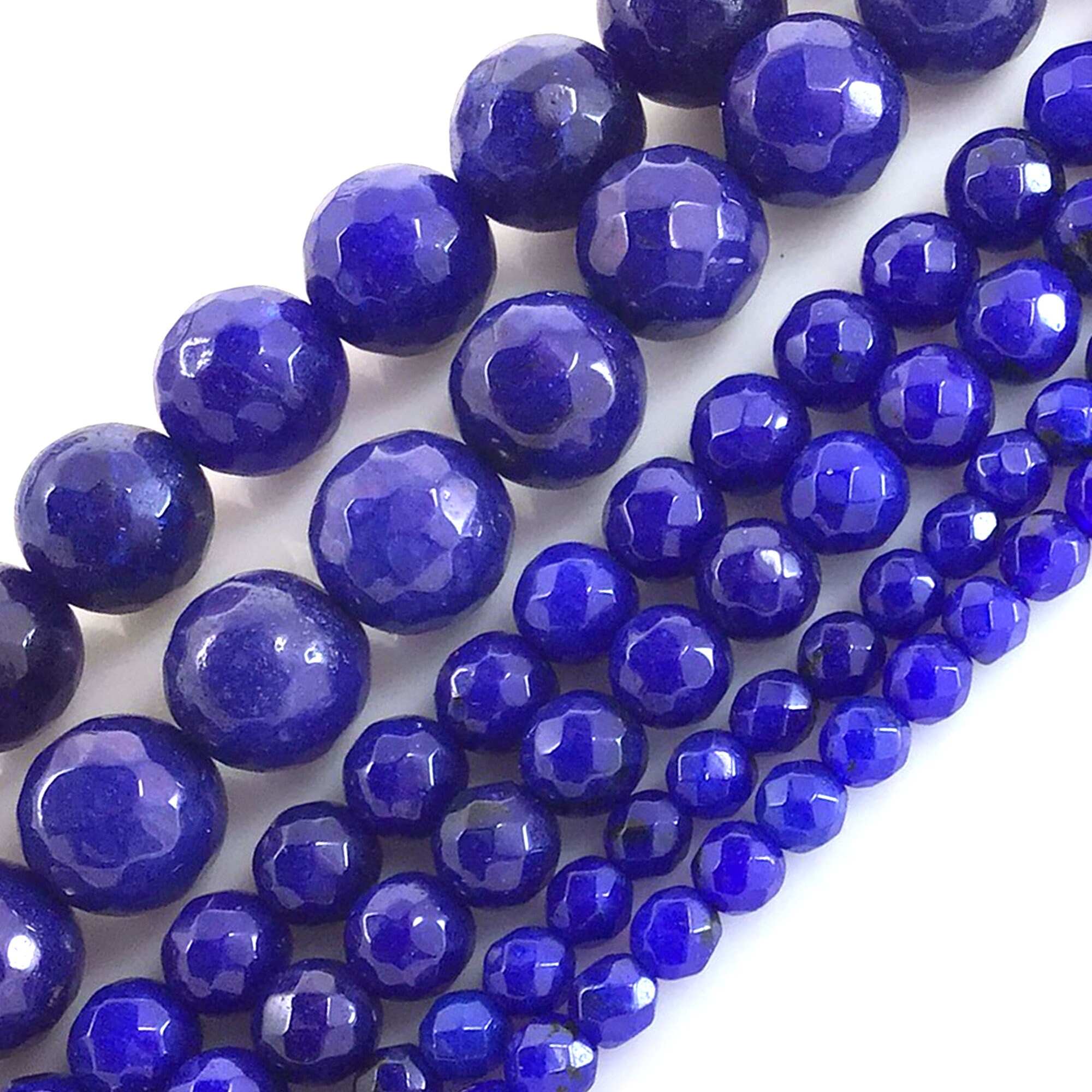 Sapphire Blue Jade Faceted Round Loose Bead 15 inch Etsy
