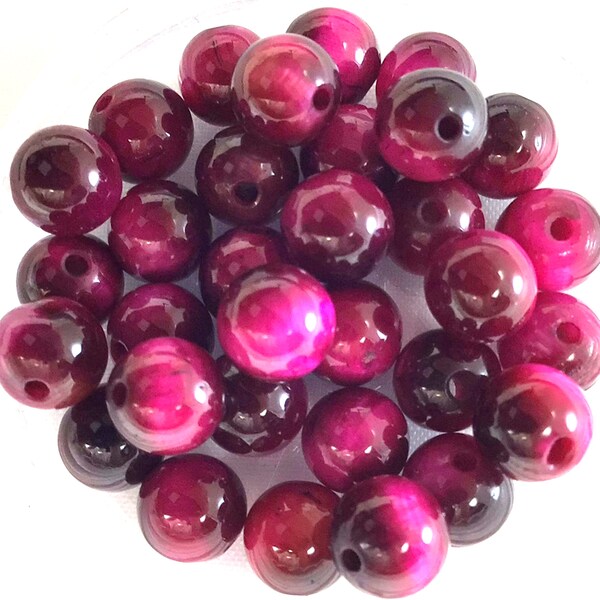 Grade A Natural Pnk Tger Eye Gemstone Round Beads | Sold by 15 nch