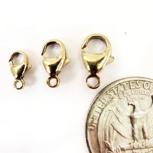 14K Gold Filled Lobster clasp Yellow Lock Chain Findings Trigger Lobster Clasp Claw Bracelet 9mm 12mm 13mm 2pcs Made in USA Findings 14/20