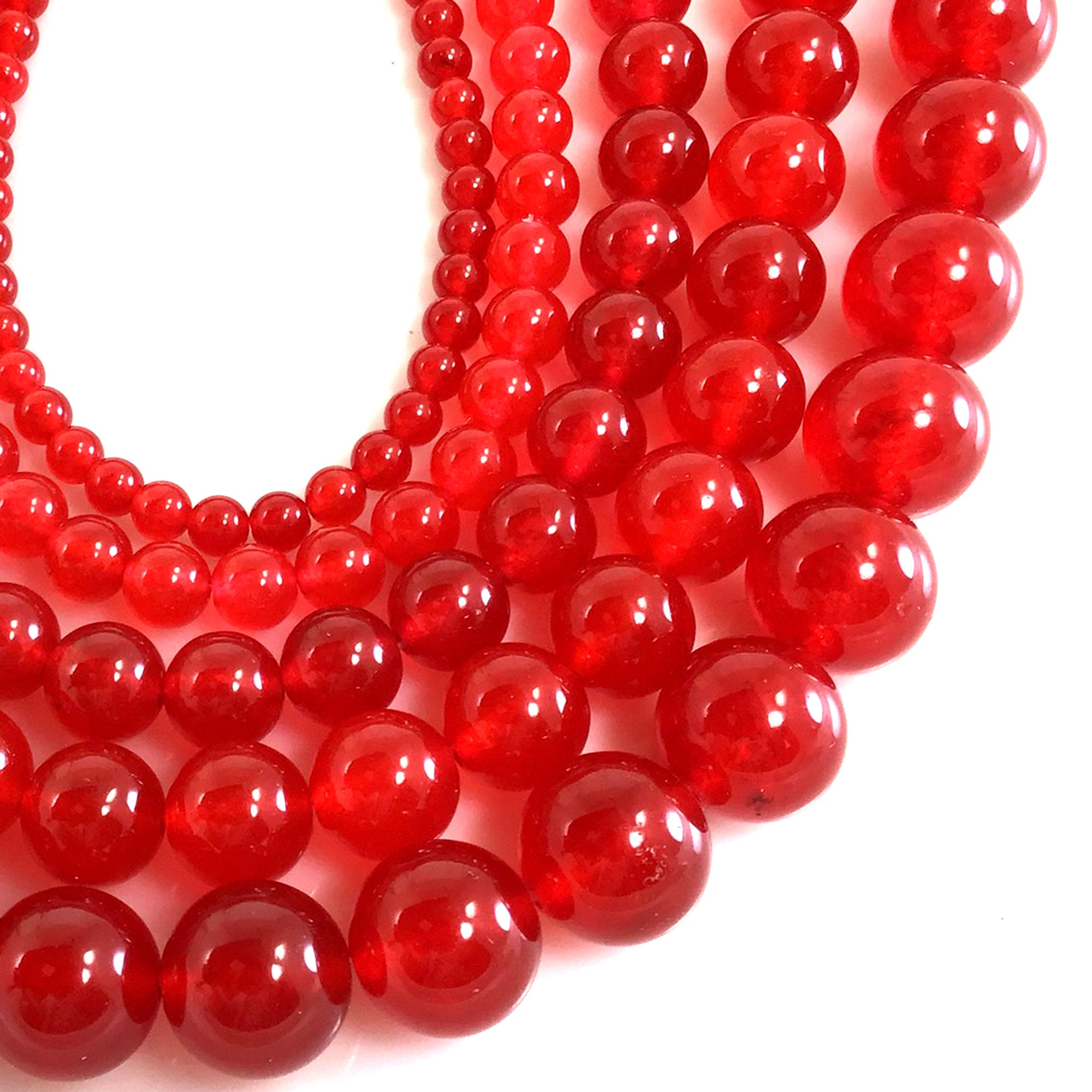 Gemstones Red Jade Beads Dyed Natural Jade Smooth Round Beads | Etsy