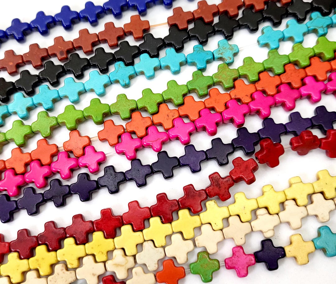 Colorful Howlite Cross Beads, 8mm Square Gemstone Pendant - Etsy