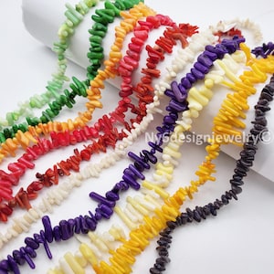 Coral Stick Brick Branch Chips Beads Medium Small High Quality Gemstone Coral Rough Stick Bead, Coral Jewelry Beading 15&quot; 7-15mm