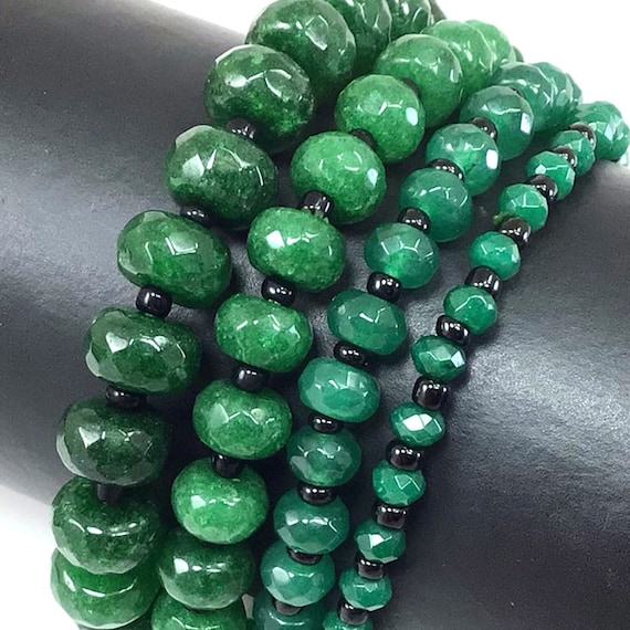 Collier & Bracelet En Perles Rondes D'agate Verte Naturelle - 17 & 7 Pouces - Pierre Gemme - Neuf Sans Emballage