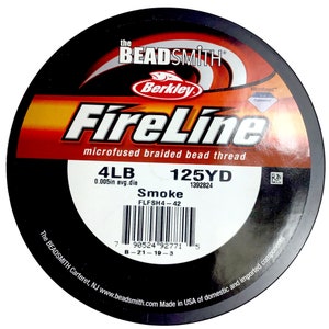 BeadSmith FireLine Braided Beading Thread – Crystal Smoke, 125 Yard 4LB Smoke