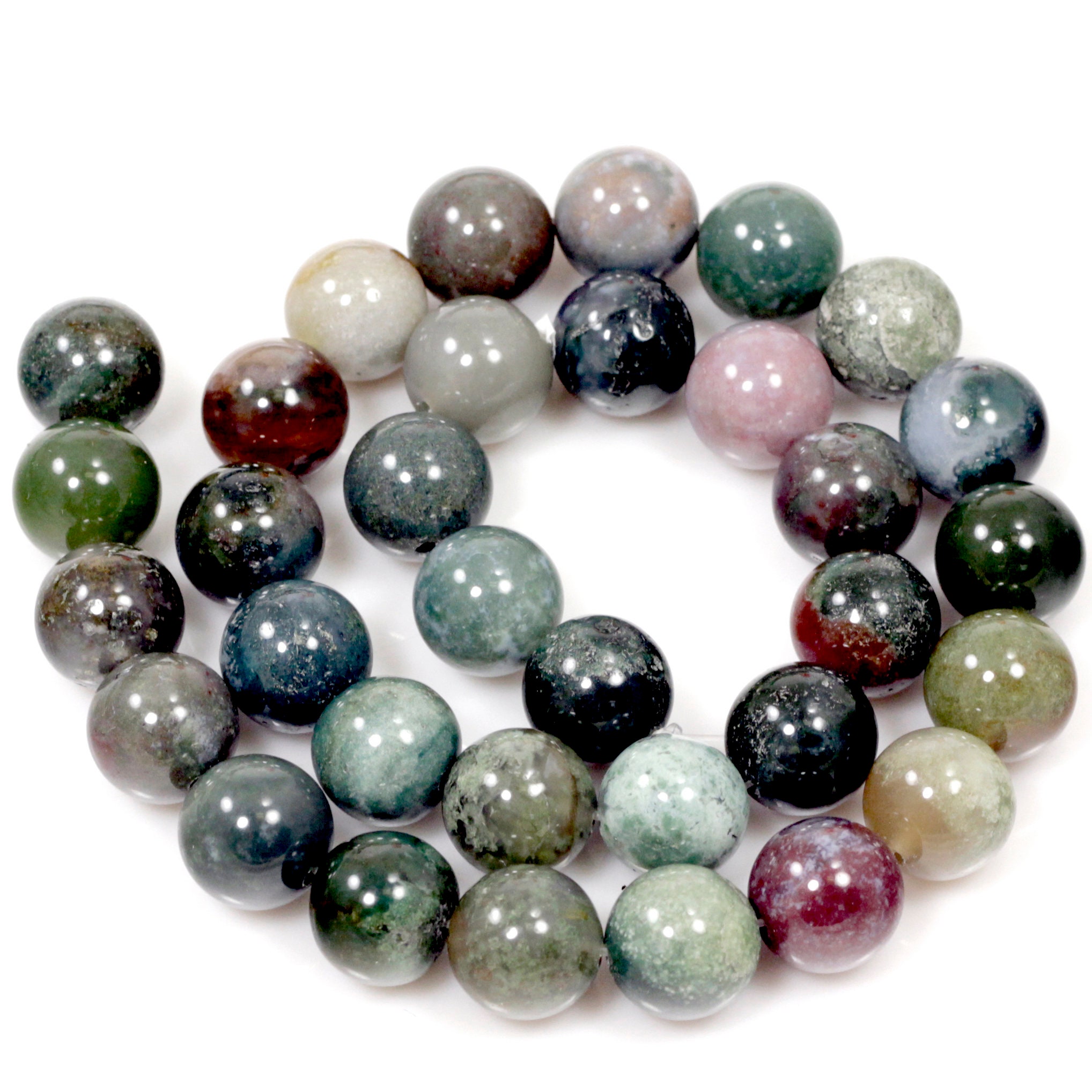 Natural Fancy Agate Beads Gemstone Round Loose Beads, 4mm 6mm 8mm 10mm  12mm Agate Jewelry Making Necklace Bracelet 15 Full Strand Bulk Lot · NY6  Design