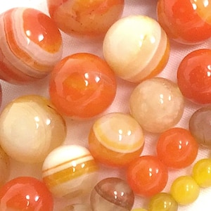 Orange Yellow Agate Bead AA Orange Stripe Gemstone Round Loose Beads 4mm 6mm 8mm 10mm 12mm 15&quot; Strand